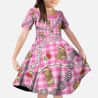 Pink Palaka Hawaii Mele Kalikimaka Family Matching Mermaid Dress and Hawaiian Shirt Ohia Lehua Shell Leis Funny Gingerbread Santa LT14 Daughter's Dress Pink - Polynesian Pride