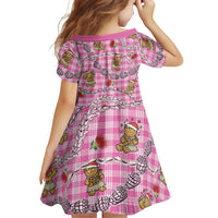 Pink Palaka Hawaii Mele Kalikimaka Family Matching Off Shoulder Maxi Dress and Hawaiian Shirt Ohia Lehua Shell Leis Funny Gingerbread Santa LT14 - Polynesian Pride