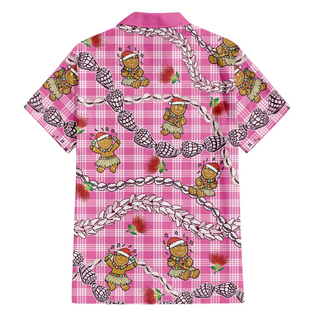 Pink Palaka Hawaii Mele Kalikimaka Family Matching Summer Maxi Dress and Hawaiian Shirt Ohia Lehua Shell Leis Funny Gingerbread Santa LT14 - Polynesian Pride
