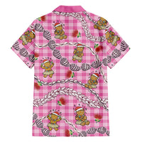 Pink Palaka Hawaii Mele Kalikimaka Family Matching Tank Maxi Dress and Hawaiian Shirt Ohia Lehua Shell Leis Funny Gingerbread Santa LT14 - Polynesian Pride