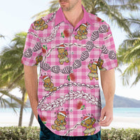 Pink Palaka Hawaii Mele Kalikimaka Hawaiian Shirt Ohia Lehua Shell Leis Funny Gingerbread Santa - Polynesian Pride