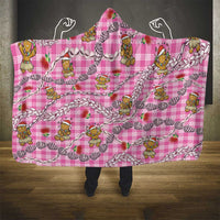 Pink Palaka Hawaii Mele Kalikimaka Hooded Blanket Ohia Lehua Shell Leis Funny Gingerbread Santa - Polynesian Pride