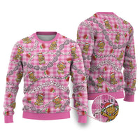 Pink Palaka Hawaii Mele Kalikimaka Ugly Christmas Sweater Ohia Lehua Shell Leis Funny Gingerbread Santa - Polynesian Pride
