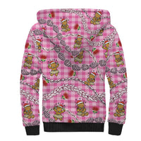 Pink Palaka Hawaii Mele Kalikimaka Sherpa Hoodie Ohia Lehua Shell Leis Funny Gingerbread Santa - Polynesian Pride