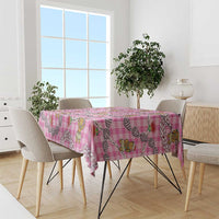 Pink Palaka Hawaii Mele Kalikimaka Tablecloth Ohia Lehua Shell Leis Funny Gingerbread Santa - Polynesian Pride