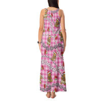 Pink Palaka Hawaii Mele Kalikimaka Tank Maxi Dress Ohia Lehua Shell Leis Funny Gingerbread Santa - Polynesian Pride