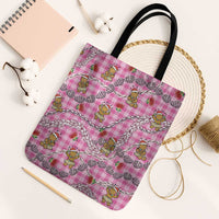 Pink Palaka Hawaii Mele Kalikimaka Tote Bag Ohia Lehua Shell Leis Funny Gingerbread Santa LT14 Black Strap One Size Pink - Polynesian Pride