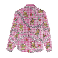 Pink Palaka Hawaii Mele Kalikimaka Women Casual Shirt Ohia Lehua Shell Leis Funny Gingerbread Santa - Polynesian Pride