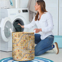 Gold Palaka Hawaii Mele Kalikimaka Laundry Basket Ohia Lehua Shell Leis Funny Gingerbread Santa - Polynesian Pride