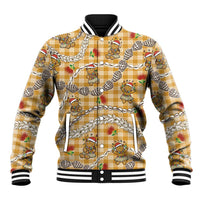Gold Palaka Hawaii Mele Kalikimaka Baseball Jacket Ohia Lehua Shell Leis Funny Gingerbread Santa - Polynesian Pride