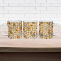 Gold Palaka Hawaii Mele Kalikimaka Ceramic Mug Ohia Lehua Shell Leis Funny Gingerbread Santa - Polynesian Pride