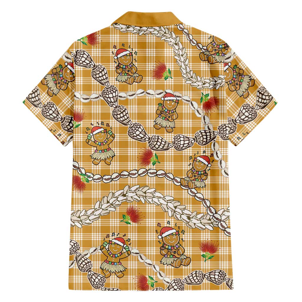 Gold Palaka Hawaii Mele Kalikimaka Family Matching Puletasi and Hawaiian Shirt Ohia Lehua Shell Leis Funny Gingerbread Santa LT14 - Polynesian Pride