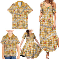 Gold Palaka Hawaii Mele Kalikimaka Family Matching Summer Maxi Dress and Hawaiian Shirt Ohia Lehua Shell Leis Funny Gingerbread Santa LT14 - Polynesian Pride