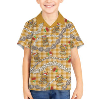 Gold Palaka Hawaii Mele Kalikimaka Hawaiian Shirt Ohia Lehua Shell Leis Funny Gingerbread Santa - Polynesian Pride