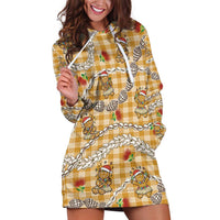 Gold Palaka Hawaii Mele Kalikimaka Hoodie Dress Ohia Lehua Shell Leis Funny Gingerbread Santa LT14 Gold - Polynesian Pride