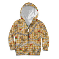 Gold Palaka Hawaii Mele Kalikimaka Kid Hoodie Ohia Lehua Shell Leis Funny Gingerbread Santa - Polynesian Pride