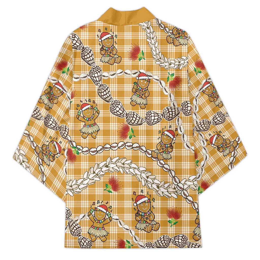 Gold Palaka Hawaii Mele Kalikimaka Kimono Ohia Lehua Shell Leis Funny Gingerbread Santa - Polynesian Pride