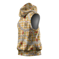 Gold Palaka Hawaii Mele Kalikimaka Sleeveless Hoodie Ohia Lehua Shell Leis Funny Gingerbread Santa - Polynesian Pride