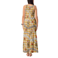 Gold Palaka Hawaii Mele Kalikimaka Tank Maxi Dress Ohia Lehua Shell Leis Funny Gingerbread Santa - Polynesian Pride