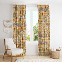 Gold Palaka Hawaii Mele Kalikimaka Window Curtain Ohia Lehua Shell Leis Funny Gingerbread Santa - Polynesian Pride