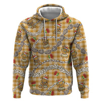 Gold Palaka Hawaii Mele Kalikimaka Zip Hoodie Ohia Lehua Shell Leis Funny Gingerbread Santa - Polynesian Pride