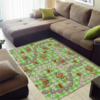 Green Palaka Hawaii Mele Kalikimaka Area Rug Ohia Lehua Shell Leis Funny Gingerbread Santa LT14 - Polynesian Pride