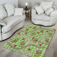 Green Palaka Hawaii Mele Kalikimaka Area Rug Ohia Lehua Shell Leis Funny Gingerbread Santa LT14 - Polynesian Pride