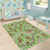 Green Palaka Hawaii Mele Kalikimaka Area Rug Ohia Lehua Shell Leis Funny Gingerbread Santa LT14 - Polynesian Pride