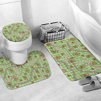 Green Palaka Hawaii Mele Kalikimaka Bathroom Set Ohia Lehua Shell Leis Funny Gingerbread Santa - Polynesian Pride