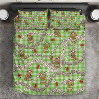 Green Palaka Hawaii Mele Kalikimaka Bedding Set Ohia Lehua Shell Leis Funny Gingerbread Santa - Polynesian Pride