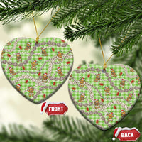 Green Palaka Hawaii Mele Kalikimaka Ceramic Ornament Ohia Lehua Shell Leis Funny Gingerbread Santa - Polynesian Pride