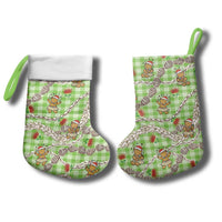 Green Palaka Hawaii Mele Kalikimaka Christmas Stocking Ohia Lehua Shell Leis Funny Gingerbread Santa LT14 - Polynesian Pride