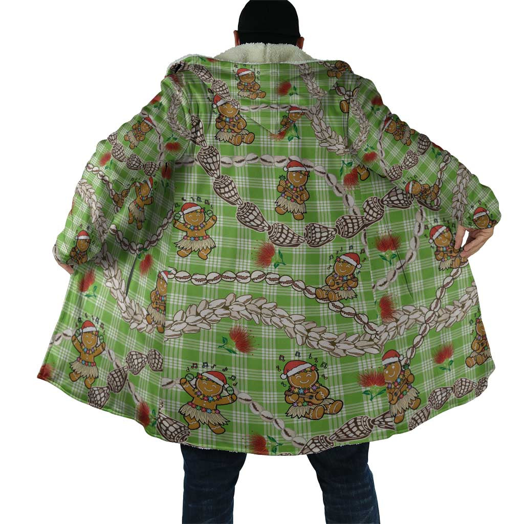 Green Palaka Hawaii Mele Kalikimaka Cloak Ohia Lehua Shell Leis Funny Gingerbread Santa - Polynesian Pride