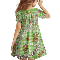 Green Palaka Hawaii Mele Kalikimaka Family Matching Short Sleeve Bodycon Dress and Hawaiian Shirt Ohia Lehua Shell Leis Funny Gingerbread Santa LT14 - Polynesian Pride