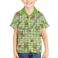 Green Palaka Hawaii Mele Kalikimaka Hawaiian Shirt Ohia Lehua Shell Leis Funny Gingerbread Santa - Polynesian Pride