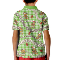 Green Palaka Hawaii Mele Kalikimaka Kid Polo Shirt Ohia Lehua Shell Leis Funny Gingerbread Santa - Polynesian Pride
