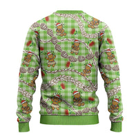 Green Palaka Hawaii Mele Kalikimaka Ugly Christmas Sweater Ohia Lehua Shell Leis Funny Gingerbread Santa - Polynesian Pride