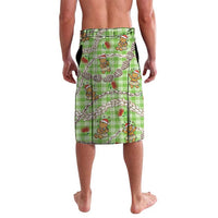 Green Palaka Hawaii Mele Kalikimaka Lavalava Ohia Lehua Shell Leis Funny Gingerbread Santa - Polynesian Pride