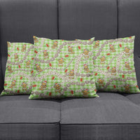 Green Palaka Hawaii Mele Kalikimaka Pillow Cover Ohia Lehua Shell Leis Funny Gingerbread Santa - Polynesian Pride