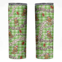 Green Palaka Hawaii Mele Kalikimaka Skinny Tumbler Ohia Lehua Shell Leis Funny Gingerbread Santa LT14 Green - Polynesian Pride