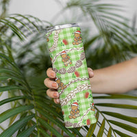 Green Palaka Hawaii Mele Kalikimaka Skinny Tumbler Ohia Lehua Shell Leis Funny Gingerbread Santa LT14 - Polynesian Pride