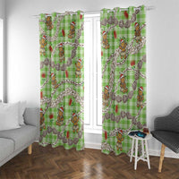 Green Palaka Hawaii Mele Kalikimaka Window Curtain Ohia Lehua Shell Leis Funny Gingerbread Santa - Polynesian Pride