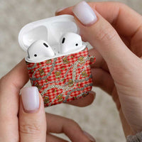 Red Palaka Hawaii Mele Kalikimaka AirPods Case Ohia Lehua Shell Leis Funny Gingerbread Santa - Polynesian Pride