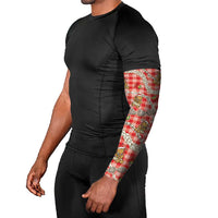 Red Palaka Hawaii Mele Kalikimaka Arm Sleeves Ohia Lehua Shell Leis Funny Gingerbread Santa - Polynesian Pride