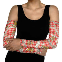 Red Palaka Hawaii Mele Kalikimaka Arm Sleeves Ohia Lehua Shell Leis Funny Gingerbread Santa - Polynesian Pride