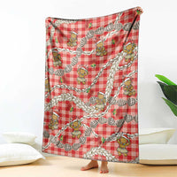 Red Palaka Hawaii Mele Kalikimaka Blanket Ohia Lehua Shell Leis Funny Gingerbread Santa - Polynesian Pride