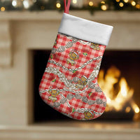 Red Palaka Hawaii Mele Kalikimaka Christmas Stocking Ohia Lehua Shell Leis Funny Gingerbread Santa - Polynesian Pride