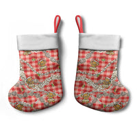 Red Palaka Hawaii Mele Kalikimaka Christmas Stocking Ohia Lehua Shell Leis Funny Gingerbread Santa - Polynesian Pride
