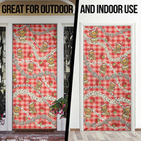 Red Palaka Hawaii Mele Kalikimaka Door Cover Ohia Lehua Shell Leis Funny Gingerbread Santa - Polynesian Pride