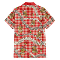 Red Palaka Hawaii Mele Kalikimaka Family Matching Mermaid Dress and Hawaiian Shirt Ohia Lehua Shell Leis Funny Gingerbread Santa LT14 - Polynesian Pride